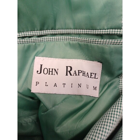 John Raphael Platinum Blazer Mens Green Houndstooth Sport Coat Sz 46R - Picture 8 of 9